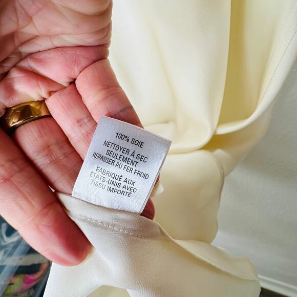 Nili Lotan Cream V-Neck Spaghetti Strap 100% Silk Slip Dress XL - Picture 12 of 16